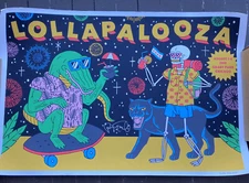 Lollapalooza 2019 Poster Signed By Perry Farrell 24x36 Luke Pelletier Deluxe Ed.