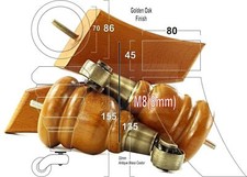 SOLID WOOD FURNITURE LEGS M8(8mm)  REPLACEMENT FEET 2 WITH CASTORS 165mm HIGH