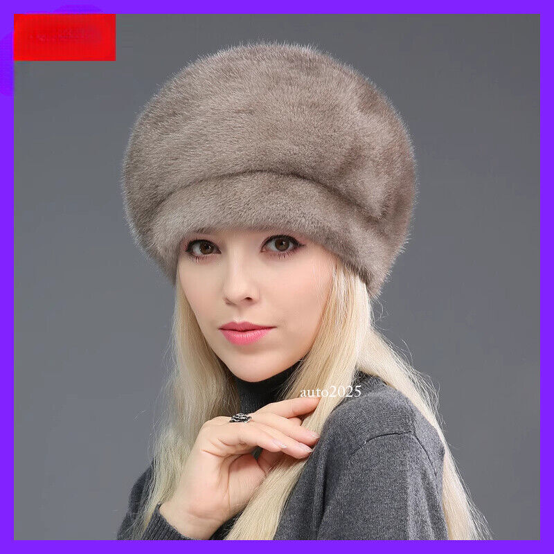 French Style Womens Beret Hat Real Mink Fur Soft Casual Warm  display picture 2
