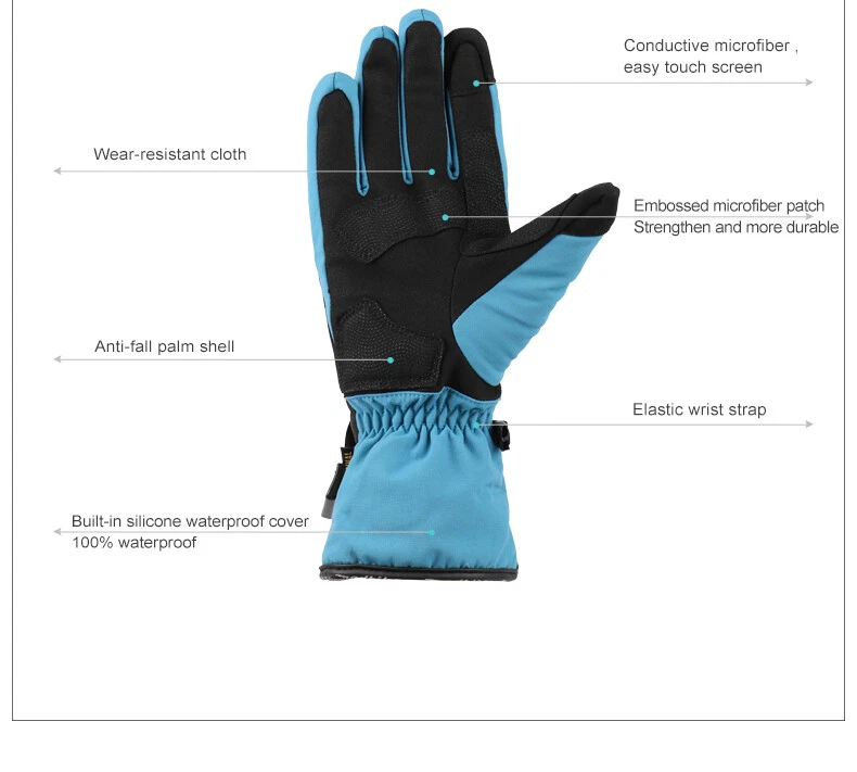 Guantes impermeables de invierno con pantalla táctil para moto esquí nieve moto MAD68 Foto 3 de 4