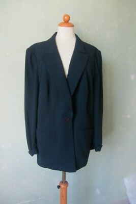 Frank Usher Blazer Jacke dunkelblau klassisch Business lang UK 20 / 46 XXXL 3XL
