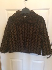 Mixit Brown Faux Fur Open Front Jacket Womens Size Medium Nwt