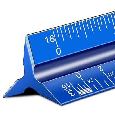 Architectural Scale Ruler, 12''l Architect Scale, Aluminum Engineer Scale