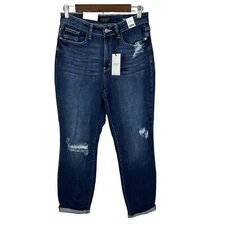 Judy Blue Womens Boyfriend Fit 5/27 Jeans Medium Wash Stretch Distressed JB82328