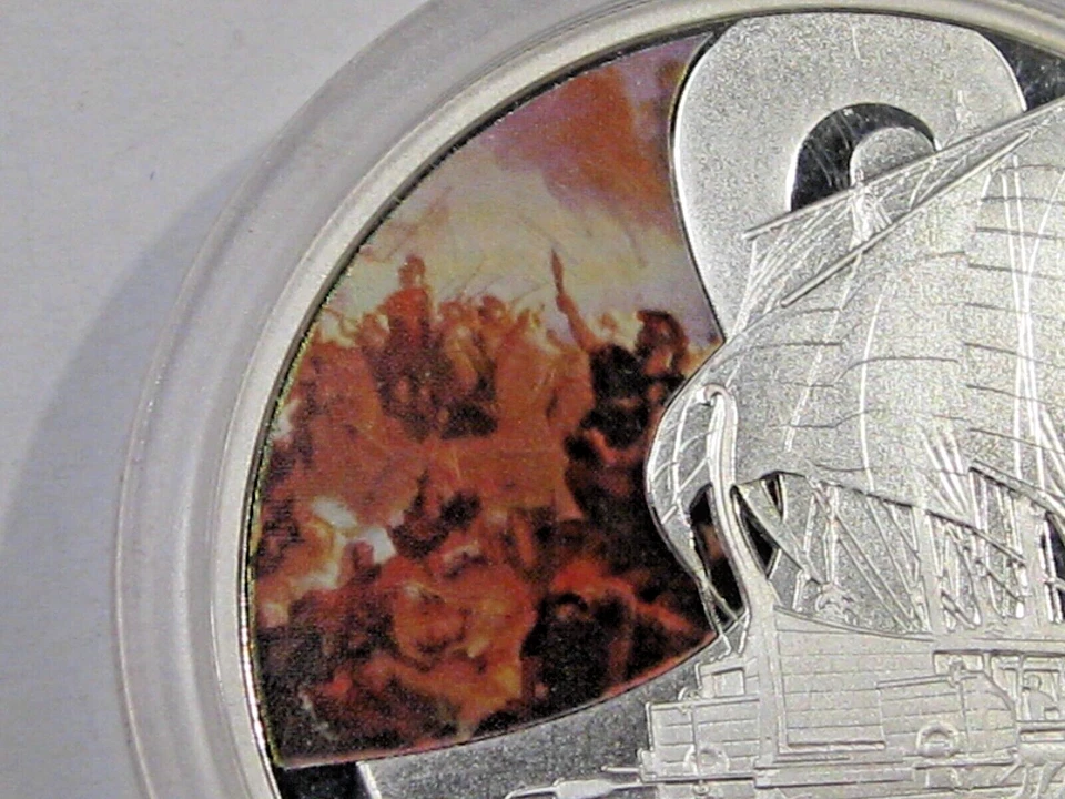 2010 Cook Isola Famous Navale Mare Battaglia Salamis 480 BC 1 Oncia Argento .999 - Immagine 2 di 4