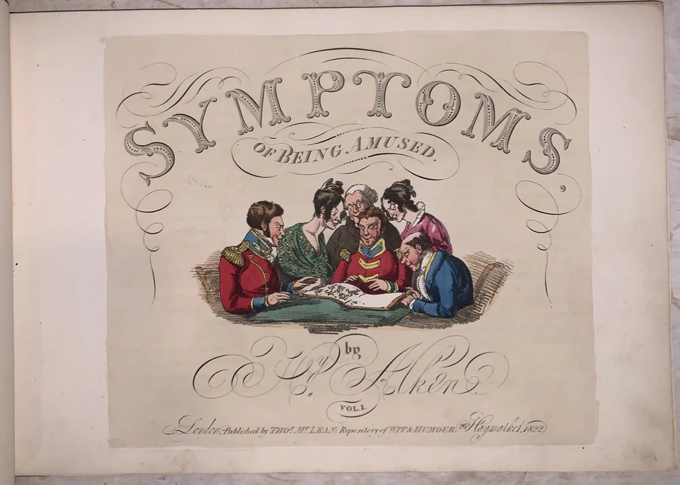 1822, 1st, SYMPTOMS OF BEING AMUSED, by H. ALKEN, FOLIO, 41 HAND COLORED PLATES - Image 2 of 4