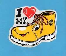 ADESIVO-I LOVE MY TIMBERLAND-ORIGINALE ANNI 80-PANINARO-VINTAGE-cm. 12,5X15