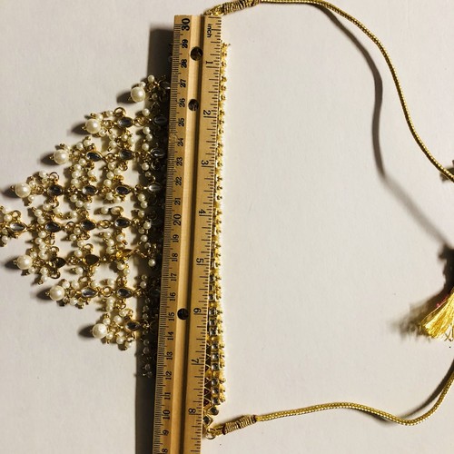 NUEVO COLLAR/TIKKA+juego de pendientes india 4 piezas cuentas doradas kundan-BOLLYWOOD-EE. UU. - Imagen 10 de 11