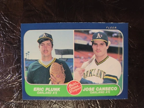 1986 Fleer Eric Plunk/Jose Canseco Baseball Card Oakland Athletics #649