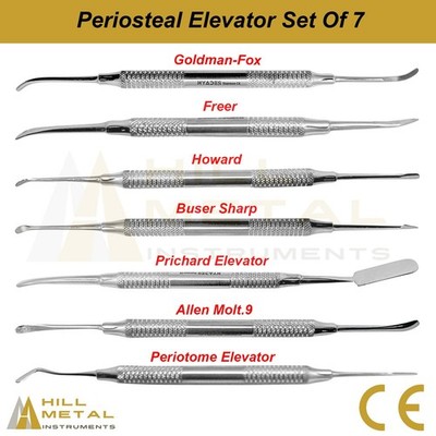 DENTAL PERIOSTEAL ELEVATOR - SET OF 7 - DENTAL IMPLANT CURETTE SURGERY SINUS LIF