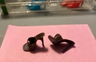 VINTAGE BARBIE Brown OPEN TOE HEELS SPIKE MULE SHOES MARKED JAPAN 1960’s