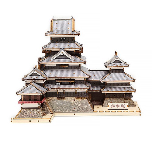 ki-gu-mi Matsumoto Castle Color Version - Wooden 3D 3D puzzle DIY craft kit that - Picture 6 of 9