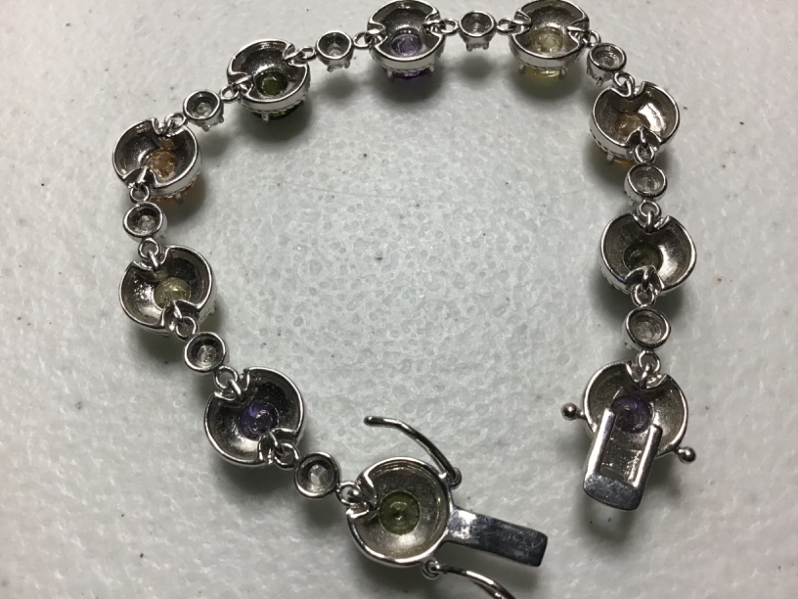 PRETTY SILVERTONE MULTICOLOR RHINESTONE TENNIS 7.… - image 5