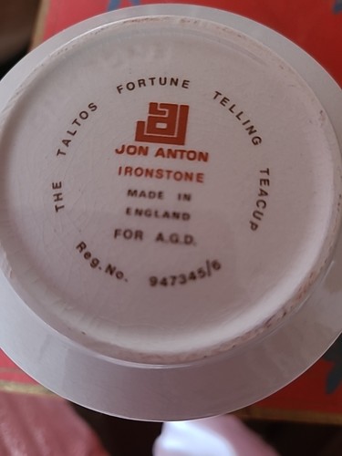 VINTAGE JON ANTON IRONSTONE "THE TALTOS FORTUNE TELLING TEACUP & SAUCER " - Picture 13 of 13