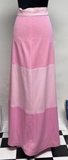 Vintage Handmade 70s Retro Pink Colorblock Maxi Skirt Hippie Boho Sz 3/4 OOAK