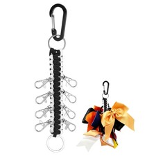 Cheer Bow Holder, Carabiners Paracord Keychain with 8 Hook Black White 10"