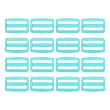 16 Pack Plastic Slide Buckle, 1 1/2" Tri-Glide Adjuster Webbing Slider, Sky Blue