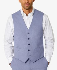 Tommy Hilfiger Men's Blue Modern Fit Stretch Chambray Suit Vest Small ymr1926a