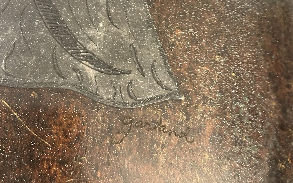 2 paneles de puerta de latón tamaño completo con tallas de níquel elefante mago 63x20 firmados Foto 2 de 4