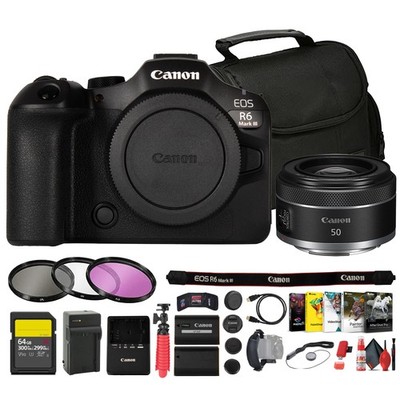 Canon EOS R6 Mark III Full Frame + Canon RF 50mm f/1.8 STM Lens + 64GB Bundle