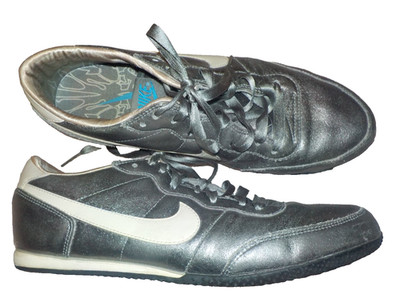 NIKE Track Racer 318830-004 Leder Turnschuhe Sneakers, Silber Größe 39,5