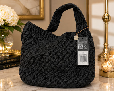 The Sak Original Hobo Black Crochet Shoulder Bag NWT MSRP $149