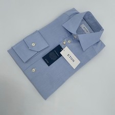 Eton Dress Shirt Mens M 15 1/2 - 39 Blue Signature Twill Slim Fit L/S Button Up