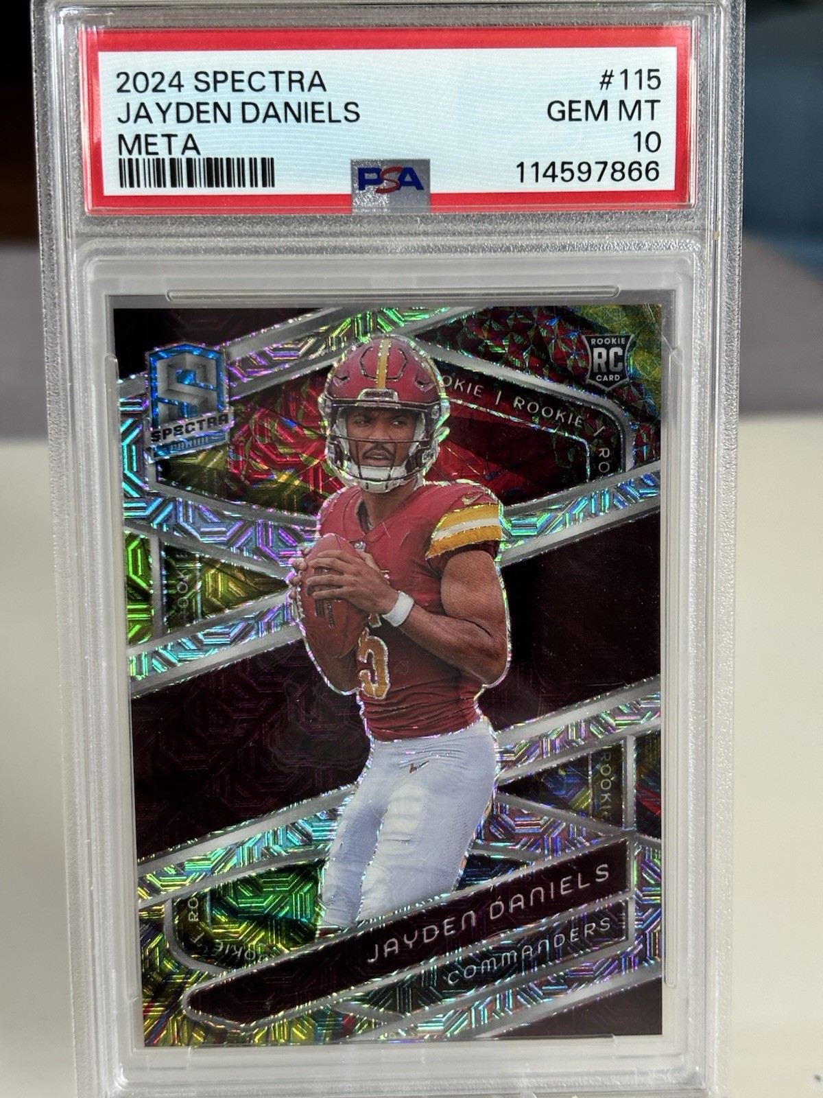 2024 Panini Spectra - Rookies Jayden Daniels #115 META Prizm /25 (RC) PSA 10