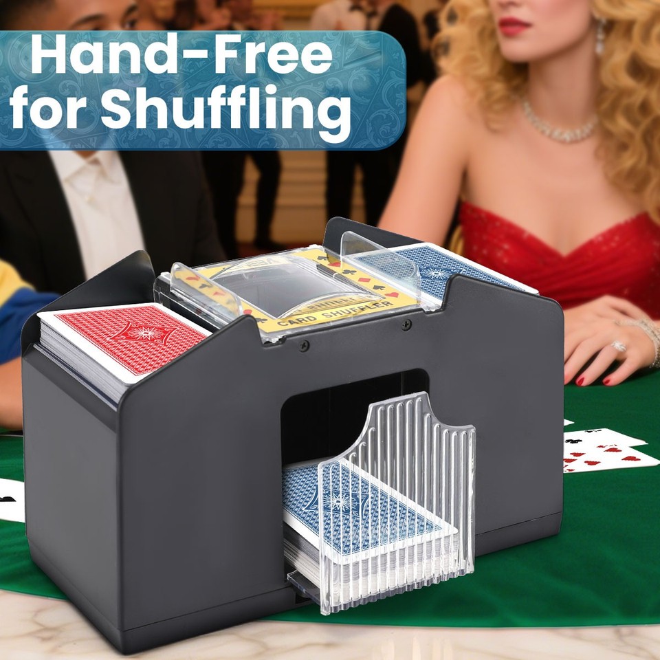 Black 4 Deck Automatic Card Shuffler Poker Cards Shuffling Machine ...