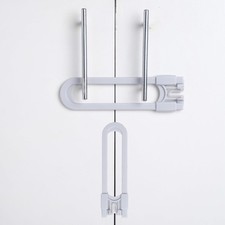 Sleek Gray Child Safety Latches - 2 Pack Adjustable Cabinet Locks for Easy Use