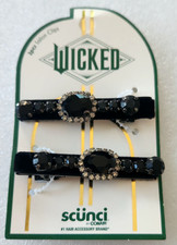 Scunci by Conair WICKED Black rhinestone Elphaba 2pcs Salon Clips NWT