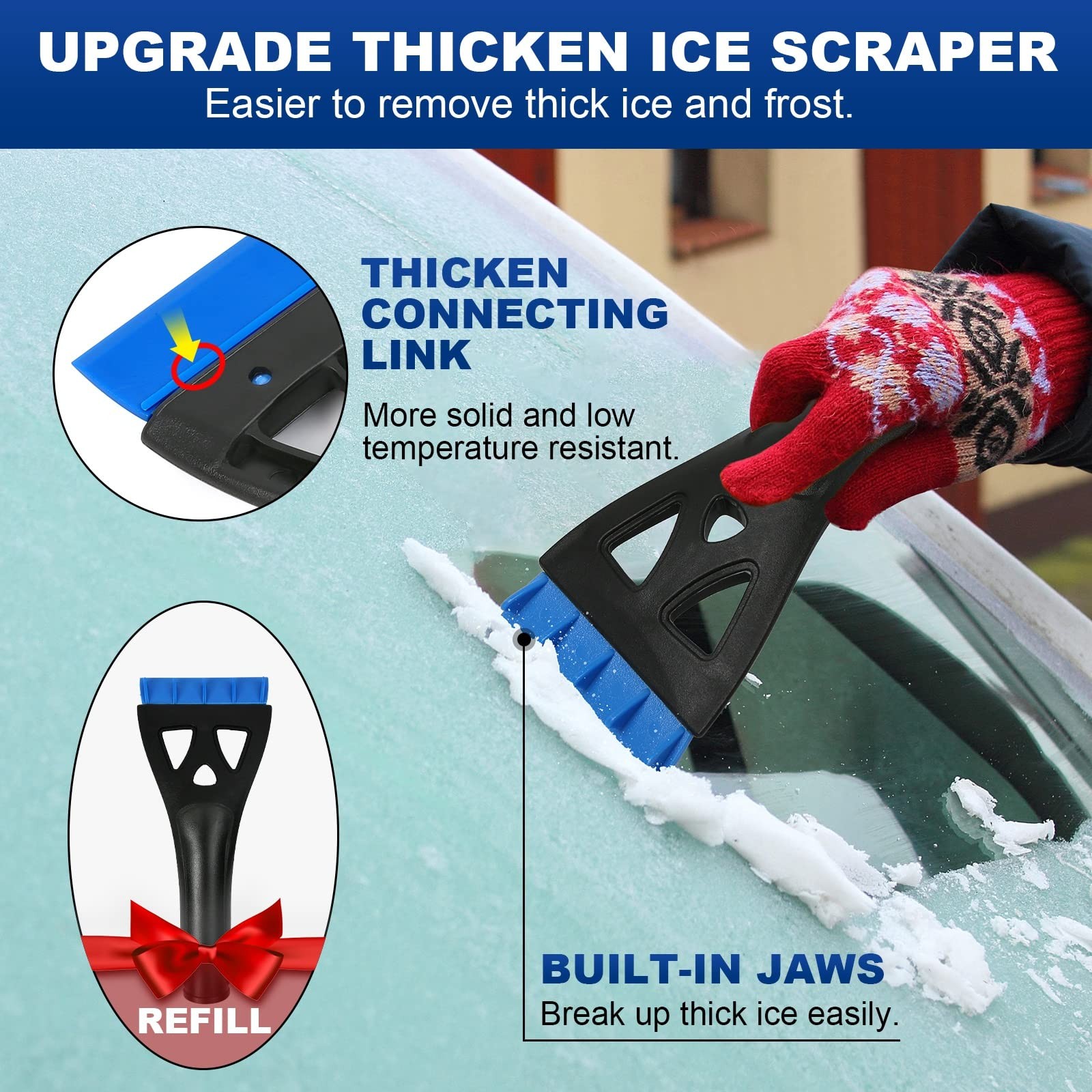 2 In 1 Snow Removal Scraper Tool 360 Brush For Car Truck Windshield Clearance