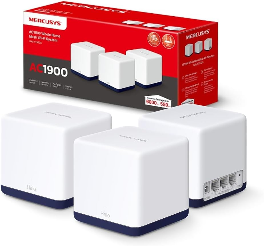 Tp-Link Halo H1900G(3-Pack) Router Wifi Mesh Dual Band Ac1900Mbps, 3 Pezzi Con C