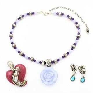 Carolyn Pollack Relios Sterling Beaded Necklace Earrings Lot of 3 #S44509 1