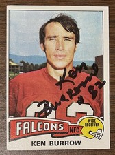 KEN BURROW AUTOGRAPHED 1975 TOPPS FOOTBALL CARD # 105 ATLANTA FALCONS