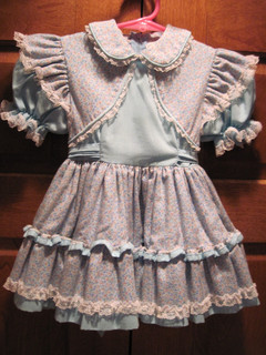 Vintage Reed's World for Girls Sz 3? Blue Dress with blue print Short Sleeve