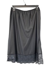 Vintage Black Half Slip Lace Hem Womens M Nylon Used