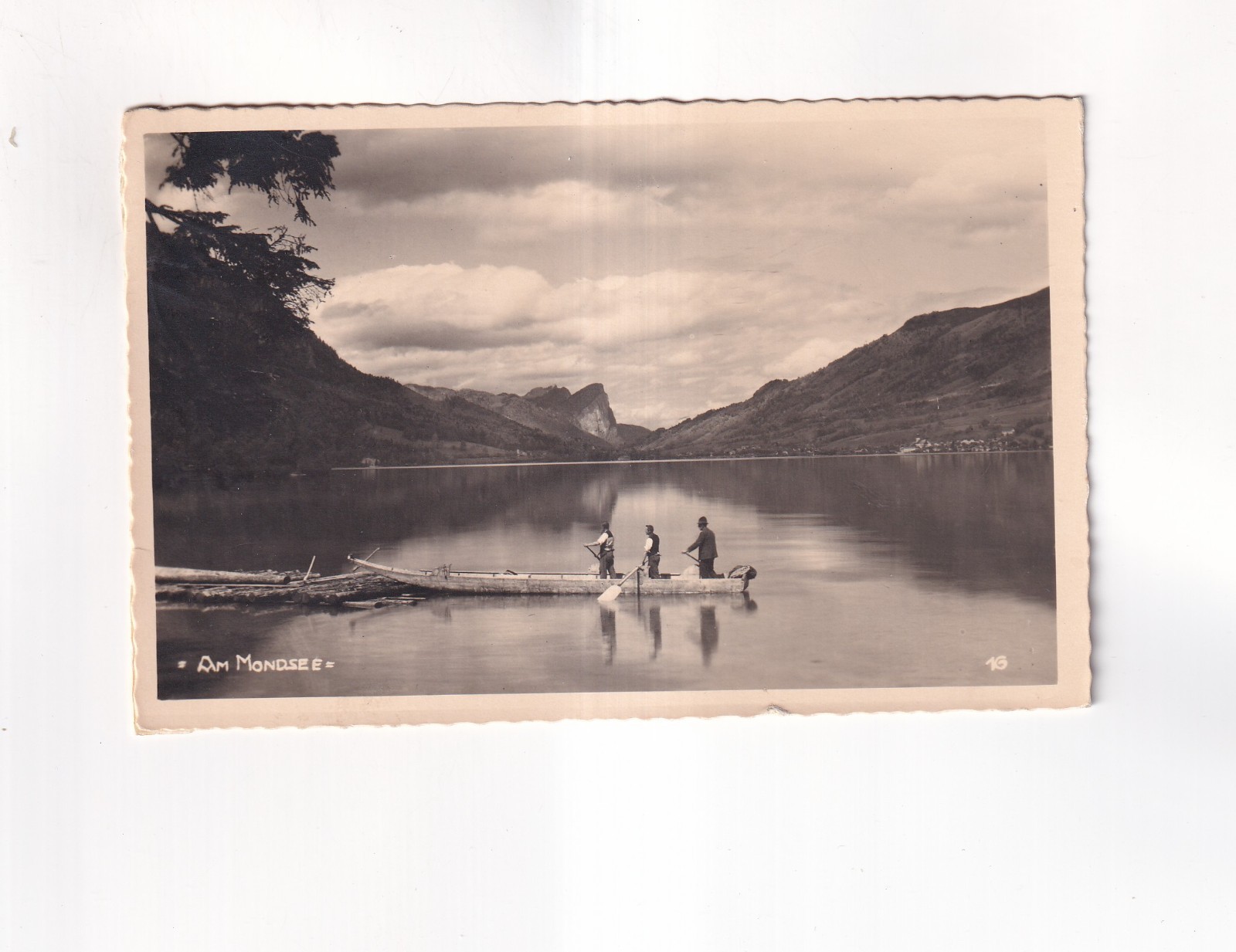 F3215) En el lago de la luna - ¡Hombres en bote de remos ANTIGUOS!! 1936