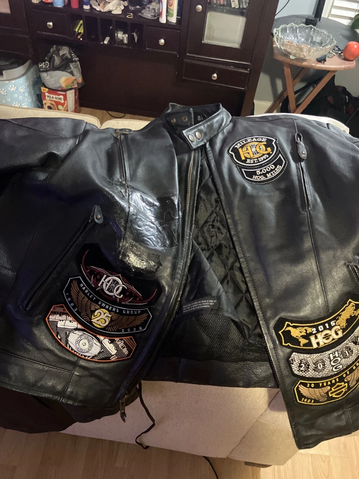 Vintage 1980-90s Harley Davidson Owners Group Pomona Valley Leather USA Size 48 image 3