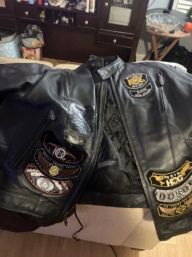 Vintage 1980-90s Harley Davidson Owners Group Pomona Valley Leather USA Size 48 image 3
