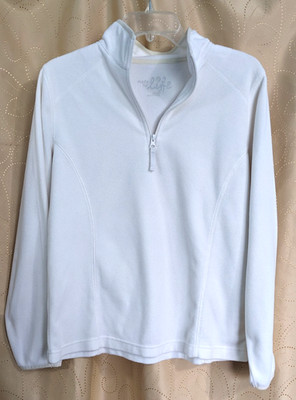 Made For Life Fleece Lightweight Pullover Women L Ivory 1/4 Zip Long Sleeve Soft