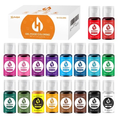 Vibrant Gel Food Coloring Set - 18 Colors, 0.45 oz Each, Concentrated Dye for Ba
