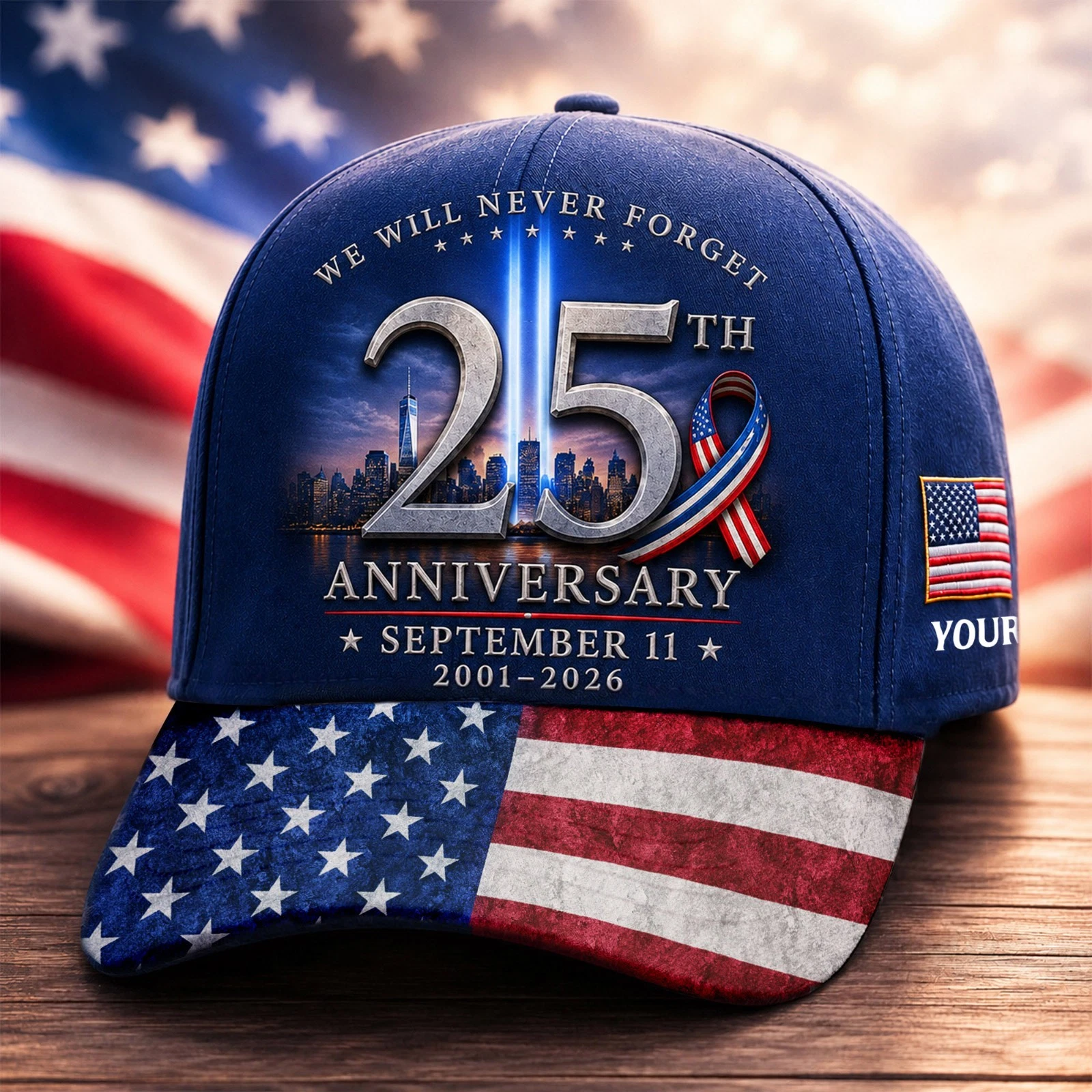 Custom 9/11 Never Forget Firefighter Cap 25th Anniversary Flag Hat Gift For Him