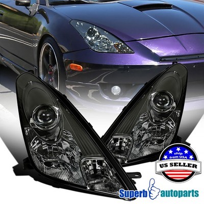 Fits 2000-2005 Toyota Celica Projector Headlights Smoke 00-05 Replacement Pair