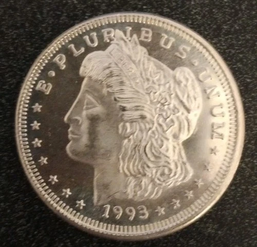 Vintage 1993 Morgan Silver Trade Unit One Troy Ounce Fine 999 Round APM