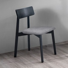 Contemporary Black Finish Side Chairs Set of 2 Upholstered Seat Wooden Dining
