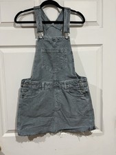 American Eagle Size Medium Corduroy Overall Jumper Dress Raw Hem