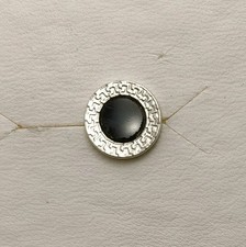Pendentif Or Blanc 18K 750 Mls. Individuel Avec Greca Et Onyx Pour Homme. 9 Mm.