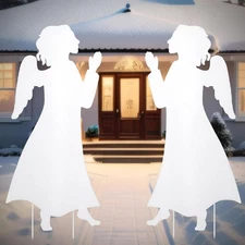 Chunful 2 Pcs Christmas Outdoor Nativity Angel Yard Decor 23.6 Inch Christmas Wh