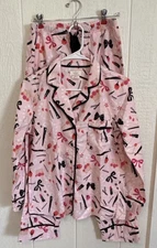 Kate Spade Pink Glam Flannel Pajama Set Small Pants Long Sleeve Top Girly Makeup